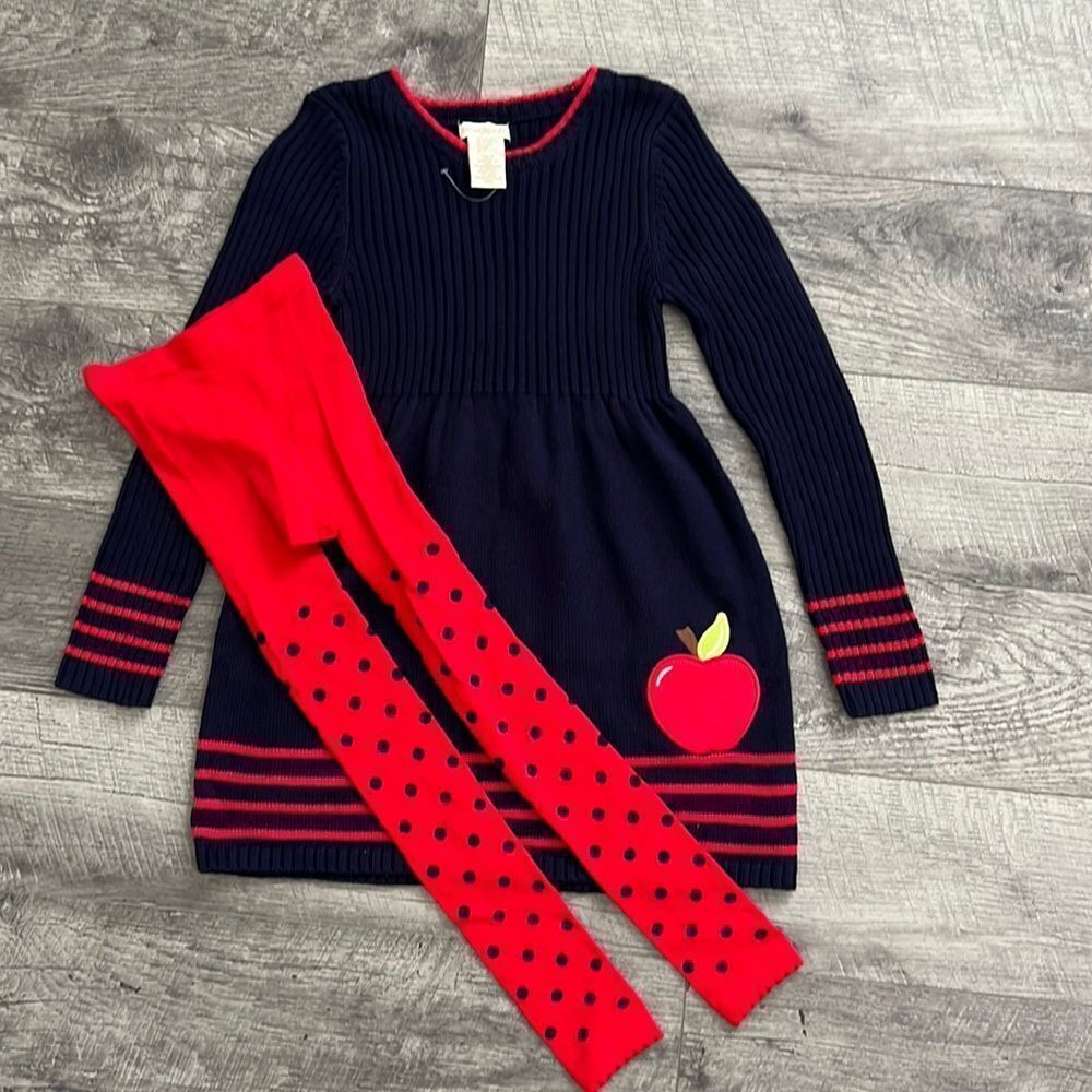 cynthia rowley girls set knit dress blue Sz 7-8 years new